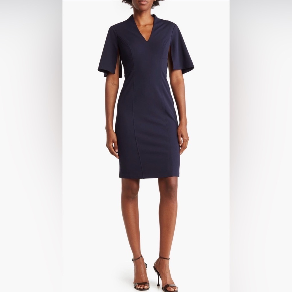 Vince Camuto Navy Scuba Crepe Bodycon Dress | Size 8 - Picture 1 of 5